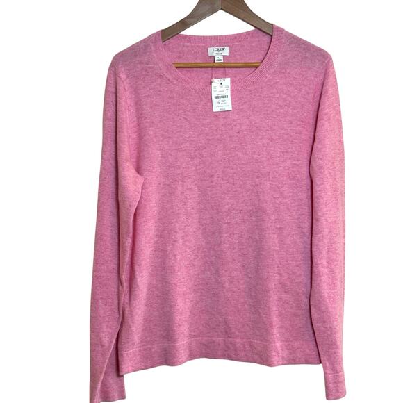 J. Crew Size Large Heather Pink Teddie Merino Wool Blend Crew Neck Sweater - Picture 2 of 7